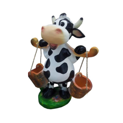 Moderne Figur Kuh Rind Kunststoff Skulptur Statuen Figuren Kalb 55cm Dekoration