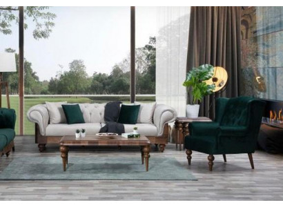Klassische Sofagarnitur 3-Sitzer + Sessel Chesterfield Designer Möbel