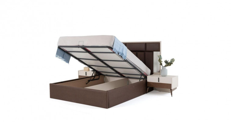 Bett Schlafzimmerbett mit Bettkasten Bettrahmen Holz Braun Schlafplatz