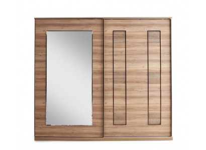 Kleiderschrank Holzschrank Schrank Schlafzimmerschrank Braun Spiegel