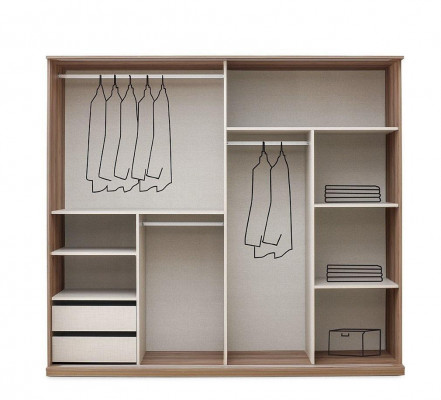 Kleiderschrank Holzschrank Schrank Schlafzimmerschrank Braun Spiegel