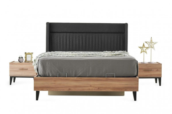 Schlafzimmer Garnitur Doppelbett Nachttische Braun Bett 4tlg Schrank