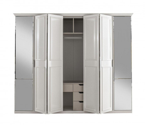 Kleiderschrank Holzschrank Schlafzimmerschrank Schrank Weiß Spiegel