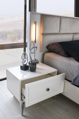 Komplette Schlafzimmermöbel Doppelbett Nachttische Weiß Set 3tlg Bett