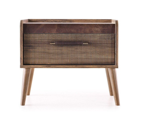 Nachtkonsole Komplette Nachttische Beistellttische Braun Holz Set 2tlg