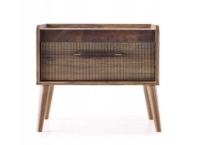 Nachtkonsole Komplette Nachttische Beistellttische Braun Holz Set 2tlg