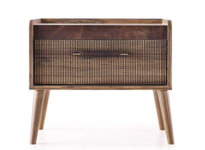 Nachtkonsole Komplette Nachttische Beistellttische Braun Holz Set 2tlg