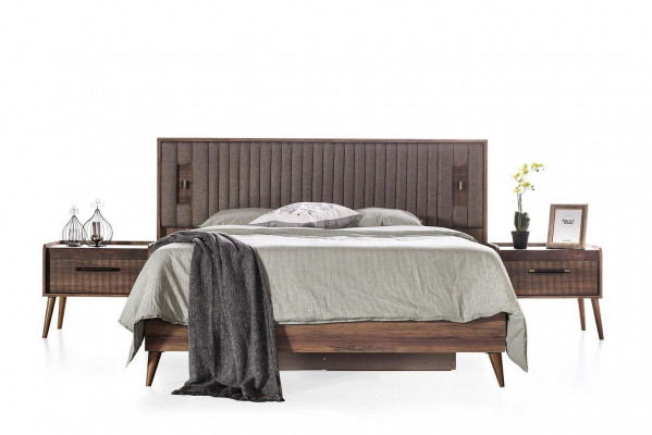 Garnitur Doppelbett Bett Nachttische Braun Schlafzimmer 5tlg Konsole