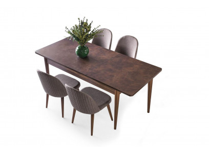 Garnitur Esszimmer Essecke Esstisch Stühle Holz 5tlg Braun Essgruppe