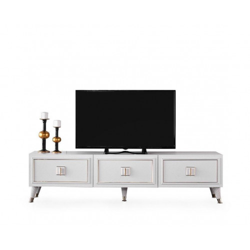 Wohnzimmer Sideboard TV Ständer RTV Lowboard Tisch Holz Weiß