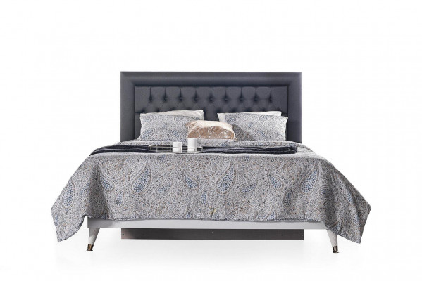 Chesterfield Doppelbett Bett mit Bettkasten Bettrahmen Grau Polster
