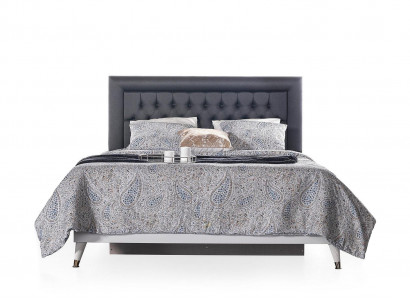 Chesterfield Doppelbett Bett mit Bettkasten Bettrahmen Grau Polster
