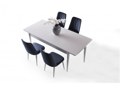 Garnitur Esszimmer Essecke Esstisch Stühle Holz 7tlg Weiß Essgruppe
