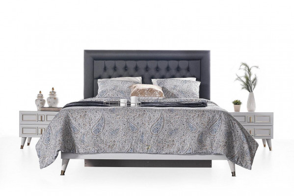 Garnitur Doppelbett Bett Nachttische Weiß Schlafzimmer 4tlg Schrank