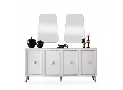 Anrichte Sideboard Schrank Spiegel Weiß Holz Kommode Holzschrank Set