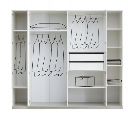 Kleiderschrank Schrank Holzschrank Schlafzimmerschrank Weiß Spiegel