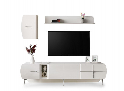 Garnitur Wohnzimmer TV Ständer Regale Sideboard RTV Lowboard Weiß