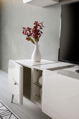 Garnitur Wohnzimmer TV Ständer Regale Sideboard RTV Lowboard Weiß