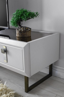 Wohnzimmer TV Ständer Regale RTV Lowboard Sideboard Holz Weiß Set