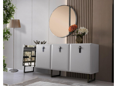 Anrichte Sideboard Schrank Spiegel Holz Kommode Modern Weiß Gruppe