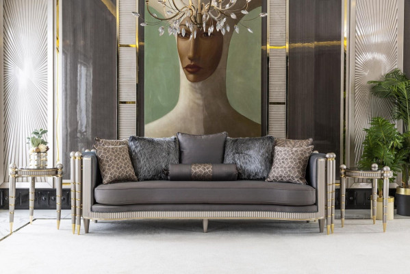 Beistelltisch Grau Design Elegantes Schön Wohnzimmer Modern Luxus Tische