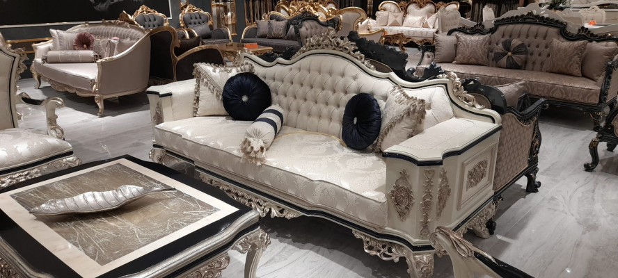 Chesterfield Sofagarnitur Set 3+1 Luxus 2tlg. Stoff Sofa Wohnzimmer