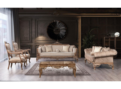 Barock Wohnzimmer Möbel Set Couch Sofa Polster Garnitur Tisch 5tlg.
