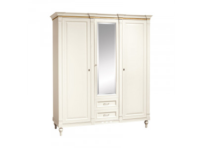Klassischer Schrank Kleiderschrank Massiv Landhaus Großer Spiegelschrank FL-D4