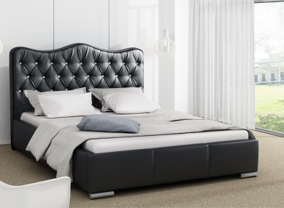 Bettrahmen Betten Ehebett Modern Bett Kunstleder Polsterbett Doppelbett Schwarz