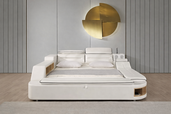 Luxus Bett Bett Leder Betten 180x200 Multifunktion Schlafzimmer Liege