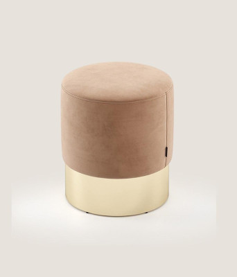 Beiger Fußhocker Designer Pouf Beistellhocker Polster Sitzmöbel Textil