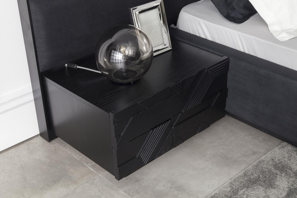 Schwarzes Schlafzimmer Set Bett Möbel Nachttisch 3tlg. Lederbett Betten