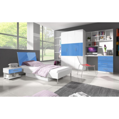 Bett + Nachttisch - Kinderzimmer Schlafzimmer Möbel Betten Blau 2tlg. Set Neu