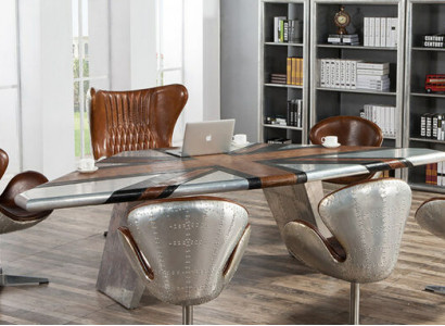 Flügel Schreibtisch Spitfire Tisch Aluminium Flugzeug Luxus Büro Einrichtung