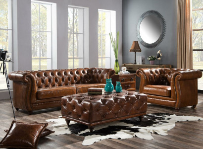 Design Clubsofa 3 Sitzer Sofa Ledersofa Dreisitzer Vintage Leder NEU