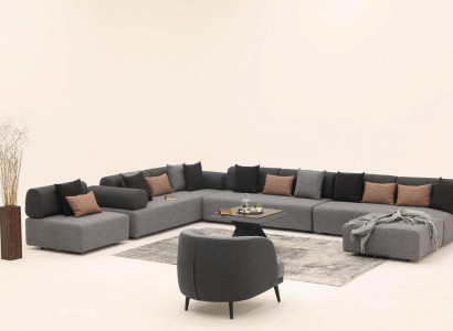 Wohnlandschaft Couch Polster Möbel Ecksofa Stoff Couchen Textil Sitzmöbel
