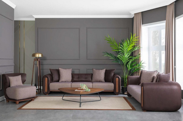 Luxus Couch Möbel Sofas Couchen 3tlg. Set Garnitur Sofagarnitur Stoff