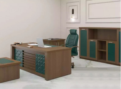 Braune Office Garnitur Luxus Büromöbel Schreibtisch Designermöbel 4tlg