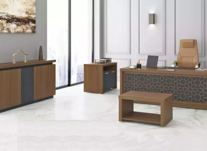 Holzmöbel Büro Set Schreibtisch Couchtisch Arbeitszimmermöbel 4tlg