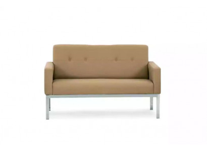 Beiger Zweisitzer Büromöbel Polstersofa Holzgestell Textil Einrichtung