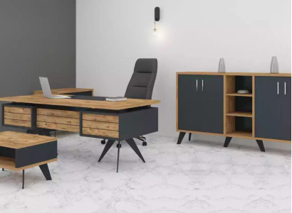 Großes Arbeitszimmer Set Büromöbel Schreibtisch Kommode Tisch