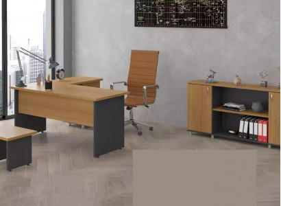 Büroeinrichtung Arbeitszimmer Set Büromöbel Chef Schreibtisch Schrank