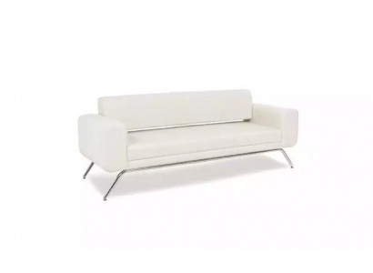 Weißer Dreisitzer Luxus Edelstahlfüße Textilmöbel Büro Couch Modern