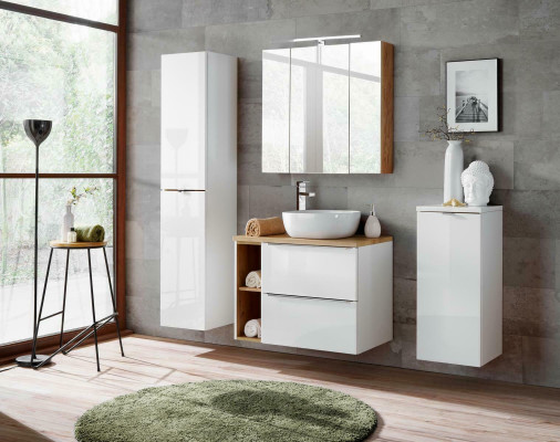 Design Badezimmer Möbel Bad 5 tlg. Set Garnitur Deko Schrank Waschbecken
