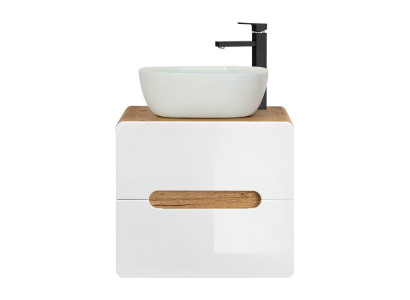 Waschtisch Badezimmer Waschbecken mit Aufsatz Becken 60cm Unterschrank Hochglanz