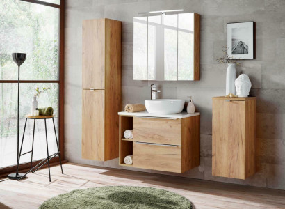 Design Badezimmer Möbel Bad 5 tlg. Set Garnitur Schrank Deko Waschbecken