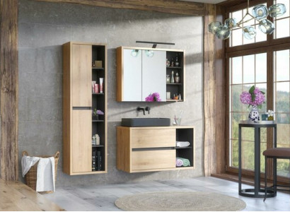 Design Badezimmer Möbel Bad 3 tlg. Set Deko Garnitur Schrank Waschbecken