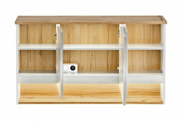 Design Badezimmer Möbel Bad 3 tlg. Set Garnitur Schrank Waschbecken Beleuchtung