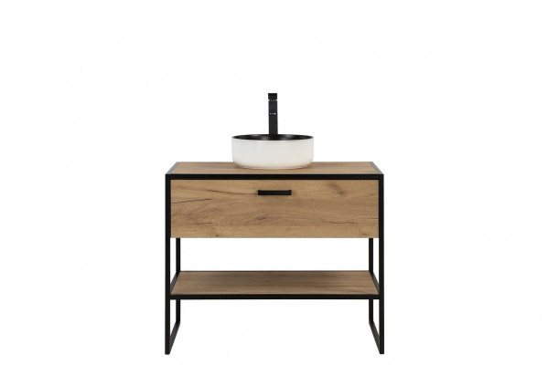 Badmöbel Set 90cm Waschbecken Loft Unterschrank Waschtisch Schublade