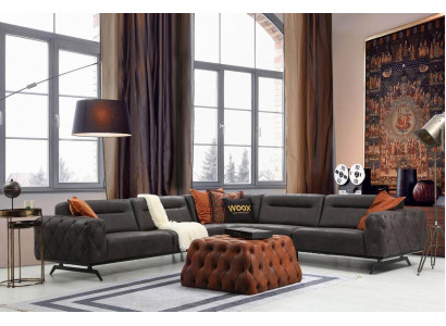 Eckgarnitur Stoffsofa Ecksofa L form Couch Grau Sofa Polstersofa Möbel
